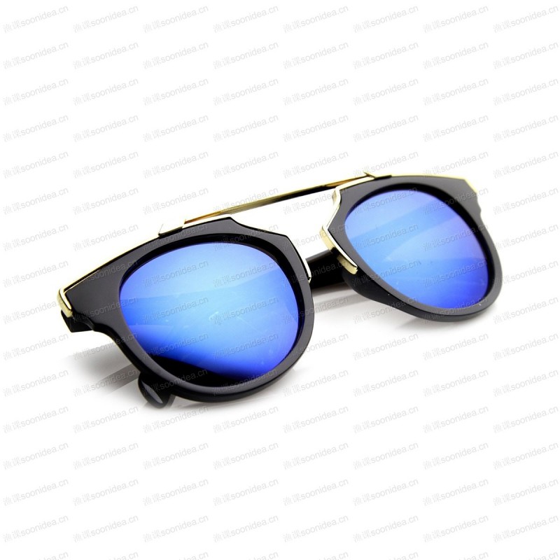 Horned Mirrored Lens Sunglasses 